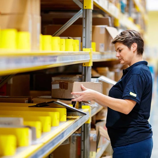 Looking at parts in warehouse