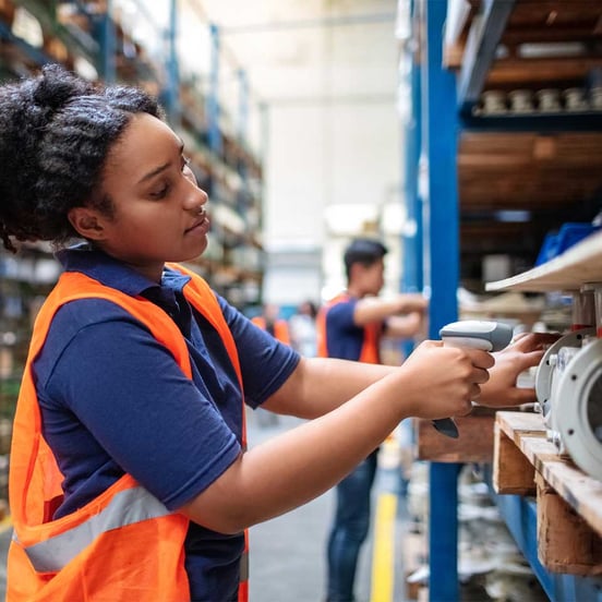 Scanning manufacturing part in warehouse