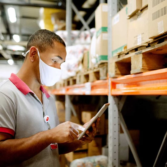 Using a tablet to check stock