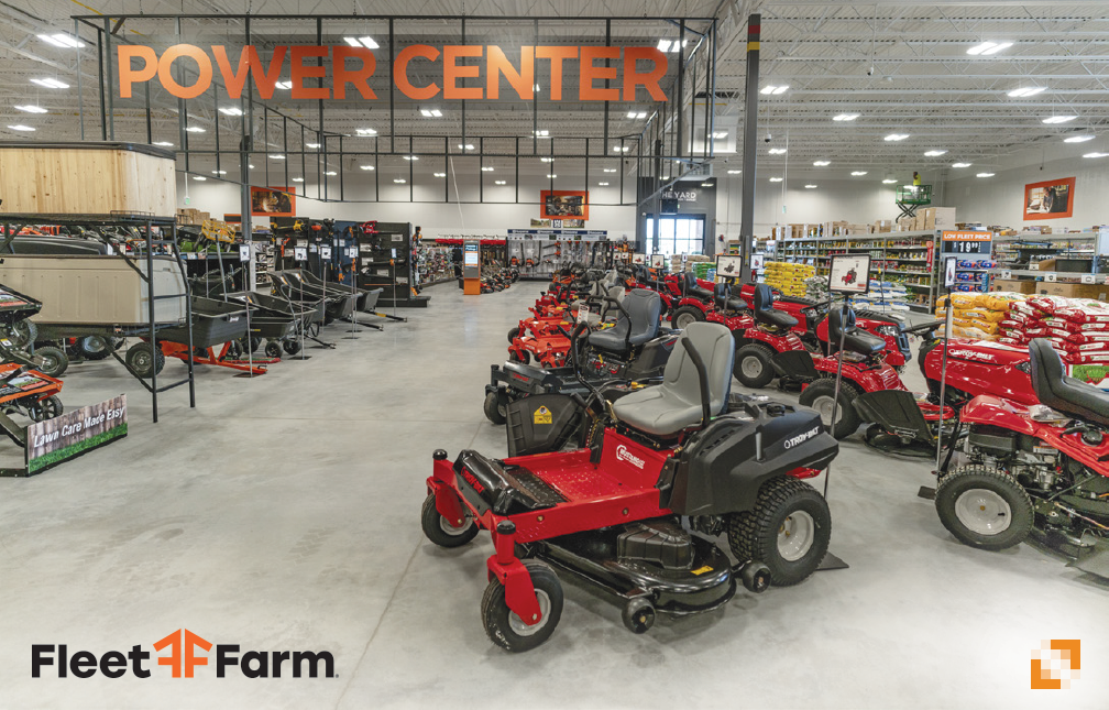 Riding lawn mowers in a Fleet Farm Power Center