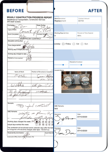 Before and after of CDWR form