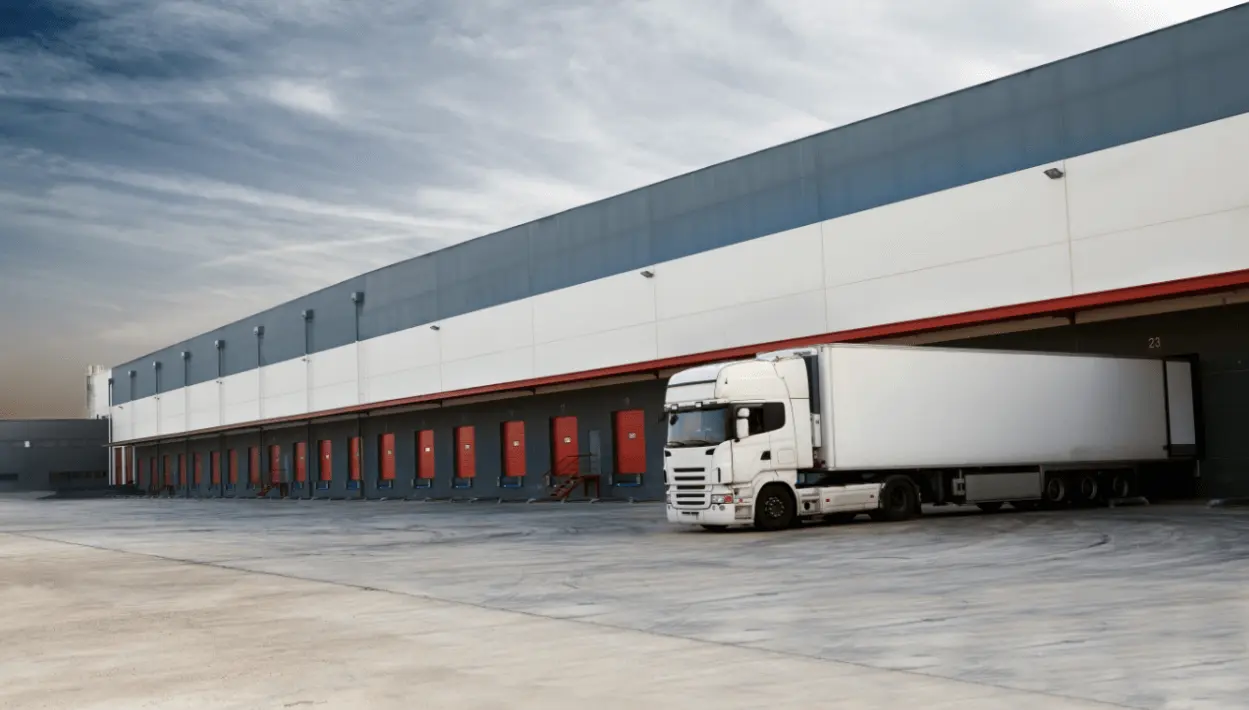 Semi truck at a loading dock
